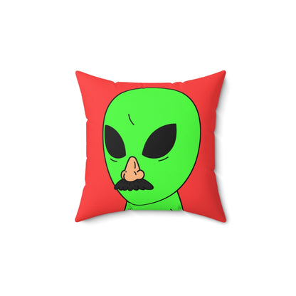 Green Visitor Alien Disguised Fake Nose Spun Polyester Square Pillow