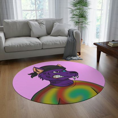 Wolf Purple Fur Cyborg Cool Outfit Round Rug