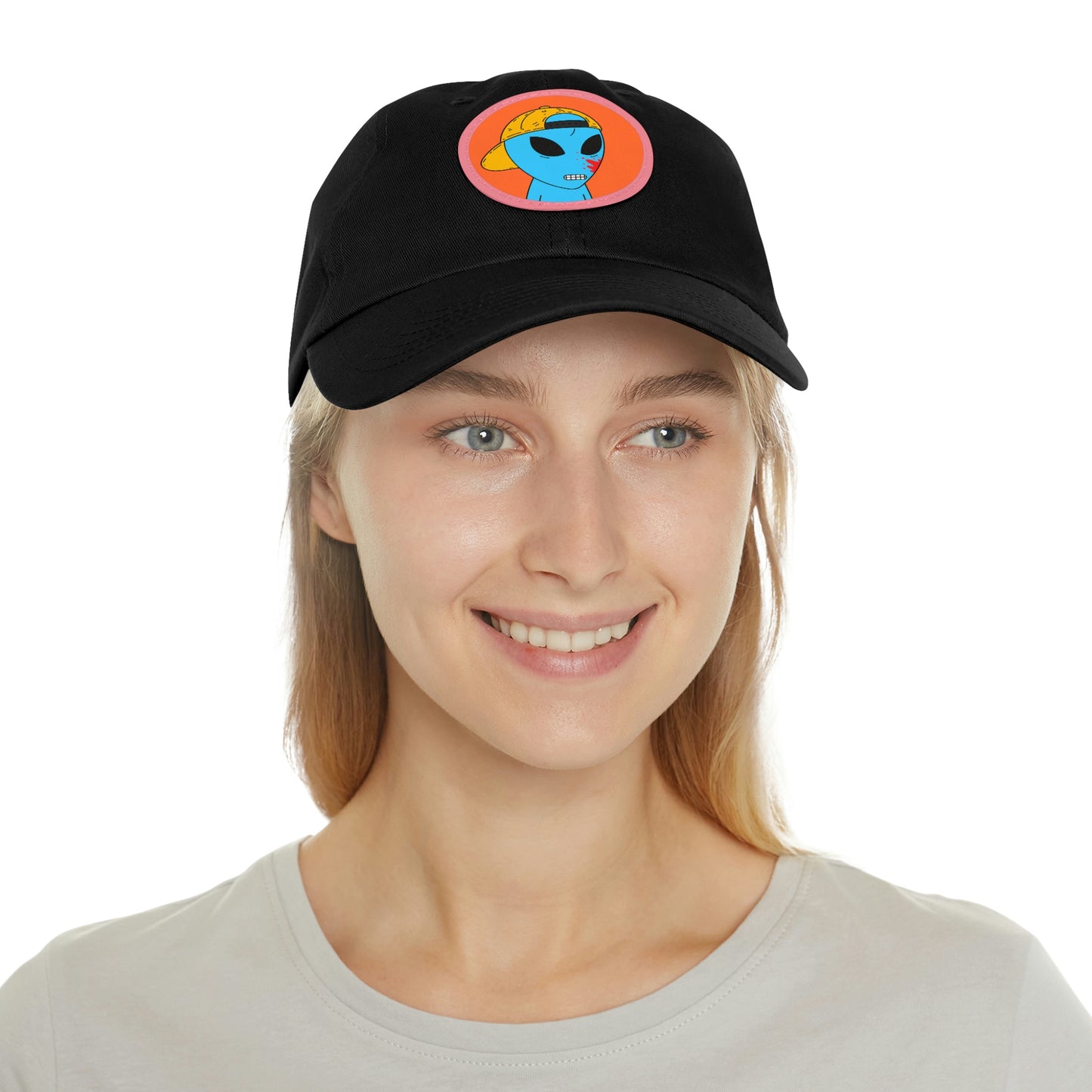 Blue Blood Alien Visitor Dad Hat with Leather Patch (Round)