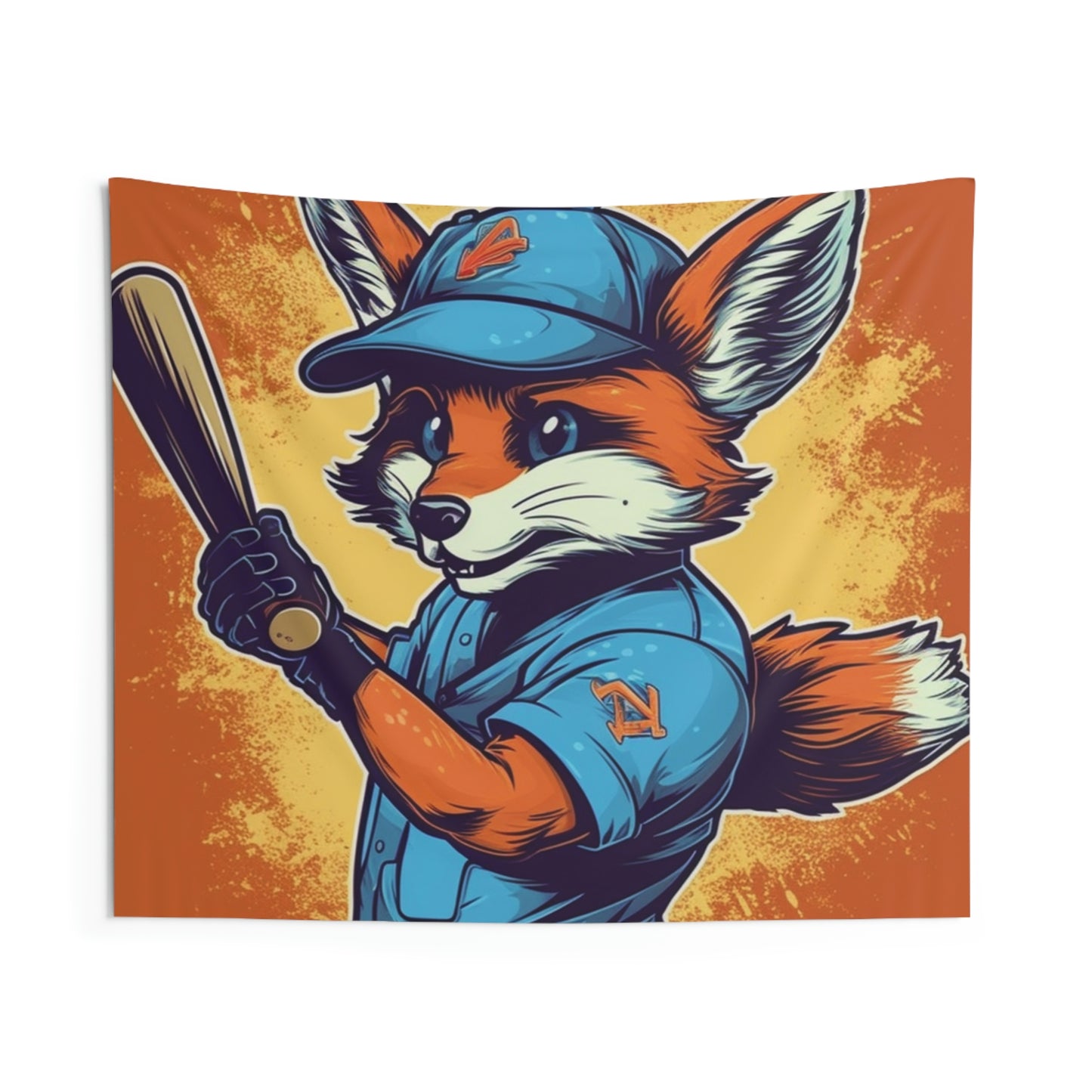 Fox Baseball Sport Player Athletic Graphic Indoor Wall Tapestries