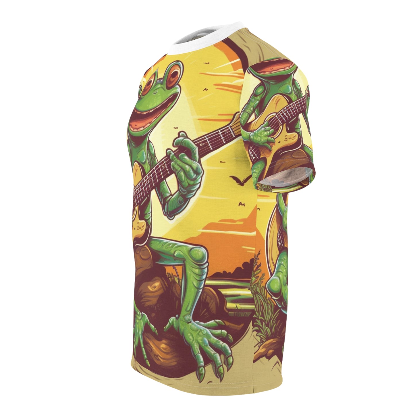 Swamp Frog Acoustic Guitar Player Outdoor Unisex Cut & Sew Tee (AOP)