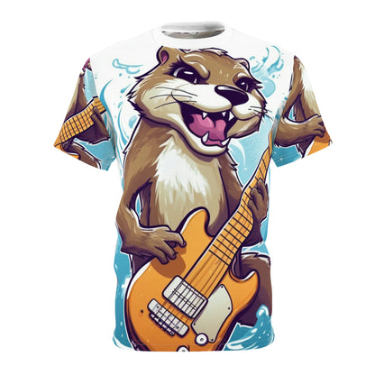 Otter Guitar Music Player Furry Animal Graphic Unisex Cut & Sew Tee (AOP)