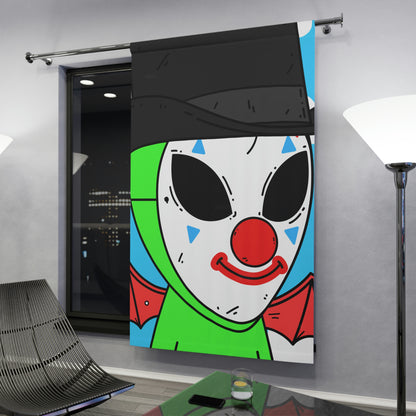 Payaso visitante alienígena verde con cortinas de ventana con alas de diablo (1 pieza)