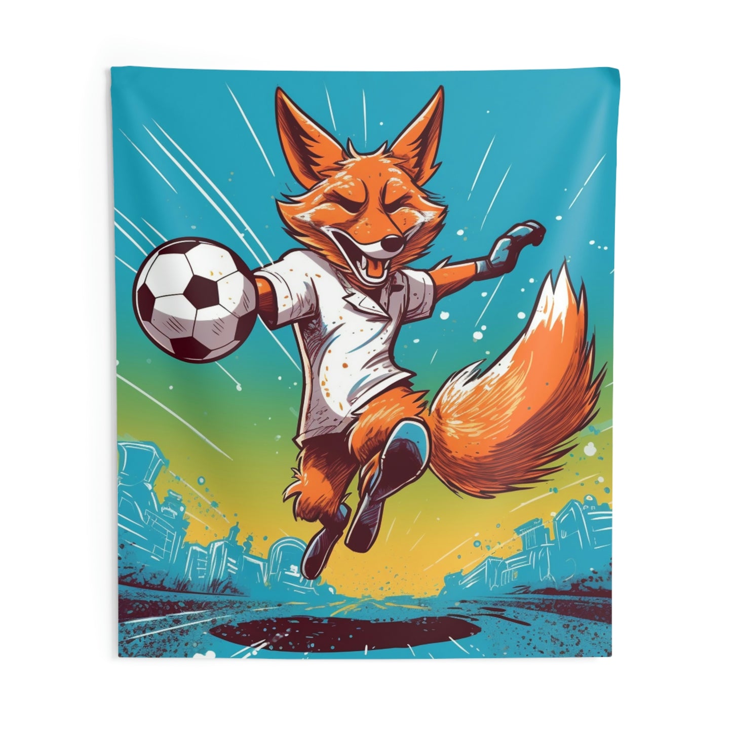 Fox Soccer Athletic Sport Anime Graphic Indoor Wall Tapestries