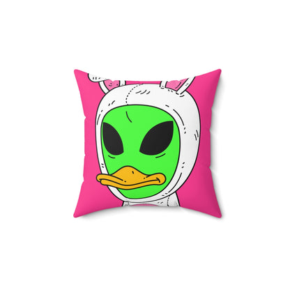 Bunny Ears Green Visitor Duck Face Alien Spun Polyester Square Pillow