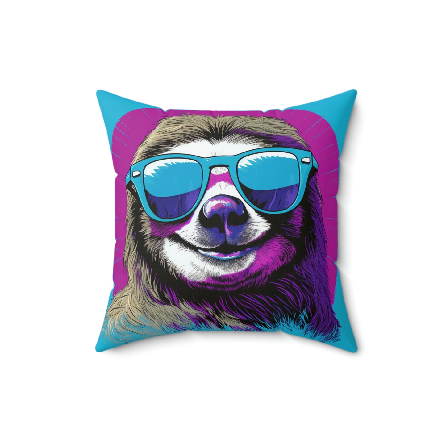 Galactic Sloth Retro-Inspired Animal Spun Polyester Square Pillow