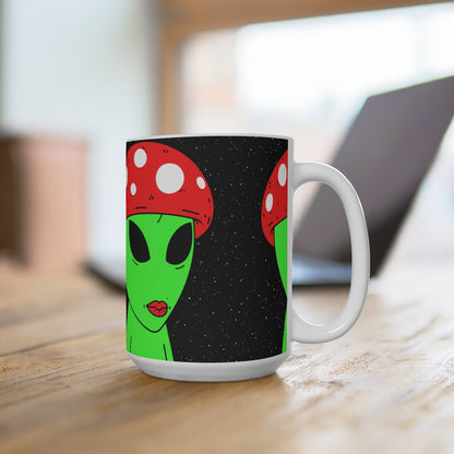 Mushroom Head Alien Space Star Galaxy Mug 15oz