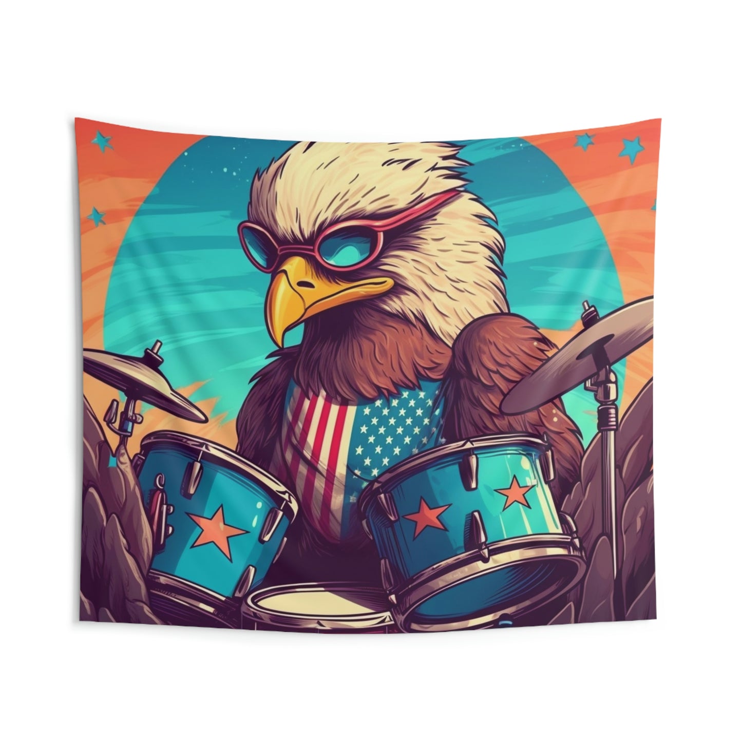 American Bald Eagle Drum Player Classic USA Graphic Indoor Wall Tapestries