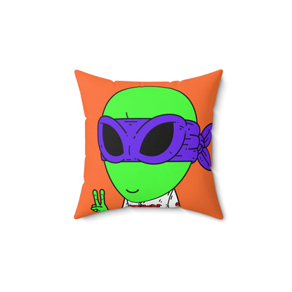 Purple Ninja Peace Visitor Jersey Alien Spun Polyester Square Pillow