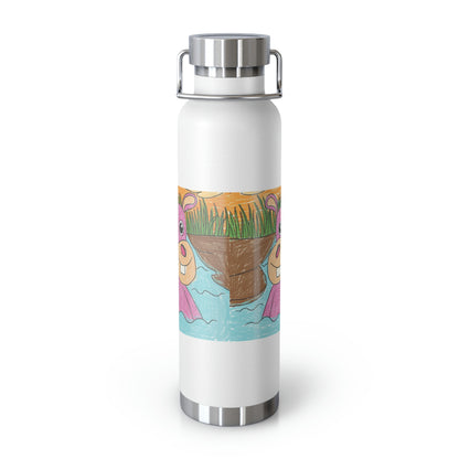 Hippo Hippopotamus Animal Creature Graphic Copper Vacuum Insulated Bottle, 22oz