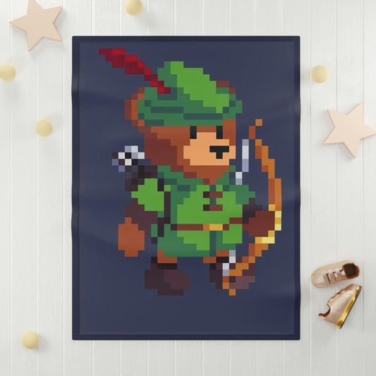 Robin Hood Hat Archer Bear Soft Fleece Baby Blanket