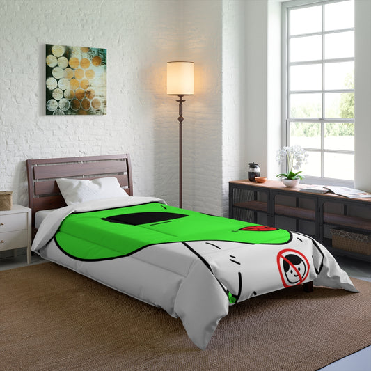 Green Alien Anti Human T Shirt Visitor Red Lipstick Bed Comforter