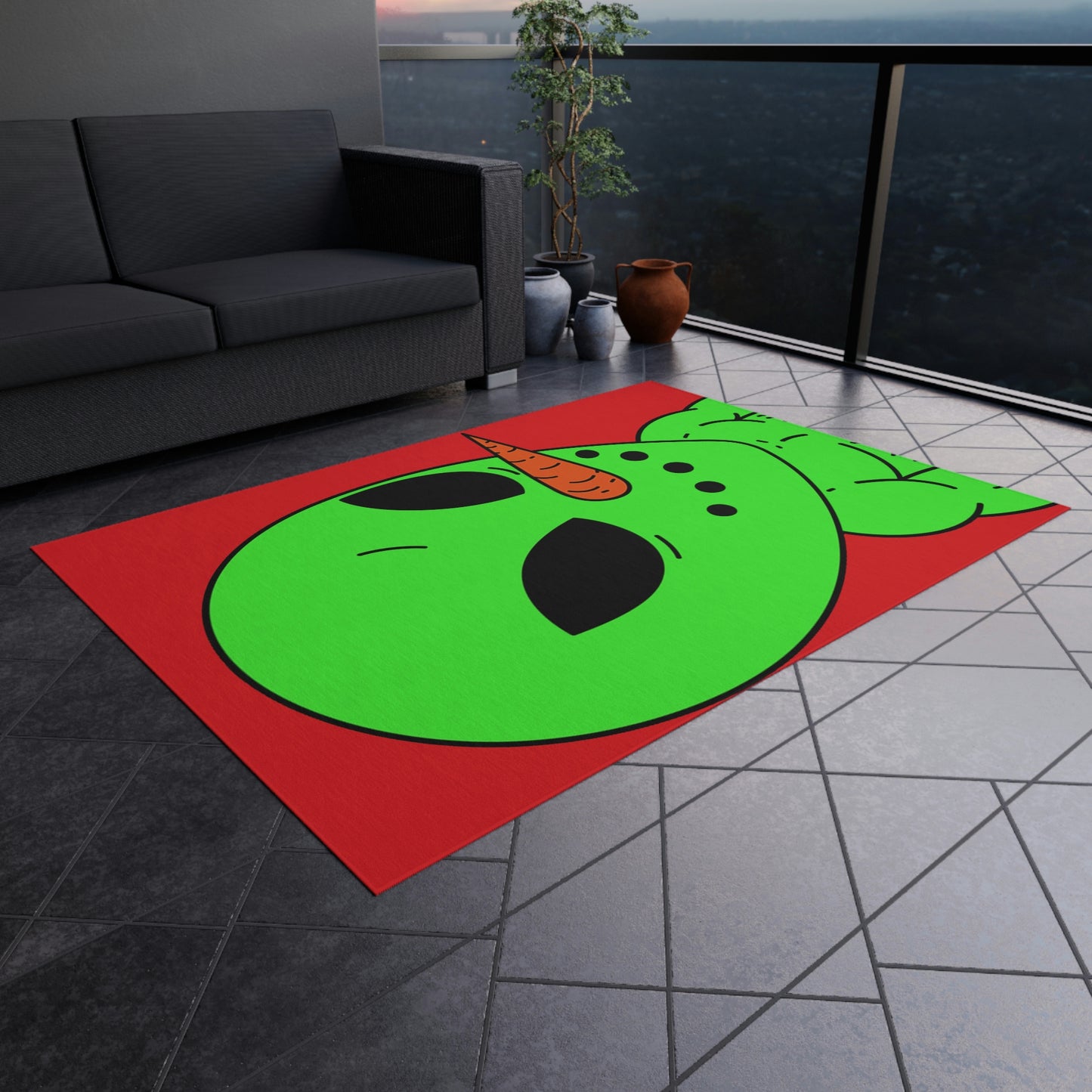 Veggie Visi Alien Vegetable Visitor Outdoor Rug