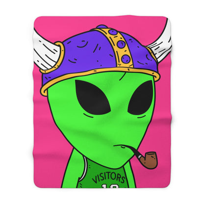 Green Visi Jersey Purple Viking Helmet Pipe Alien Visitor Sherpa Fleece Blanket