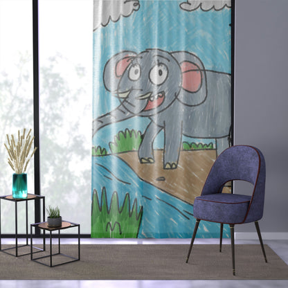 Elefante Elephant King Safari Animal Window Curtain