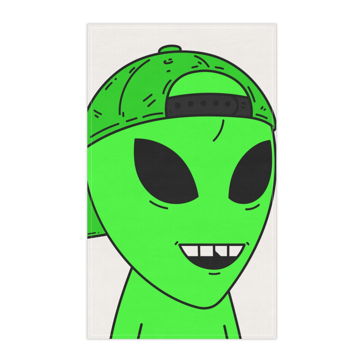 The Green Alien Visitor with Hat Kitchen Towel