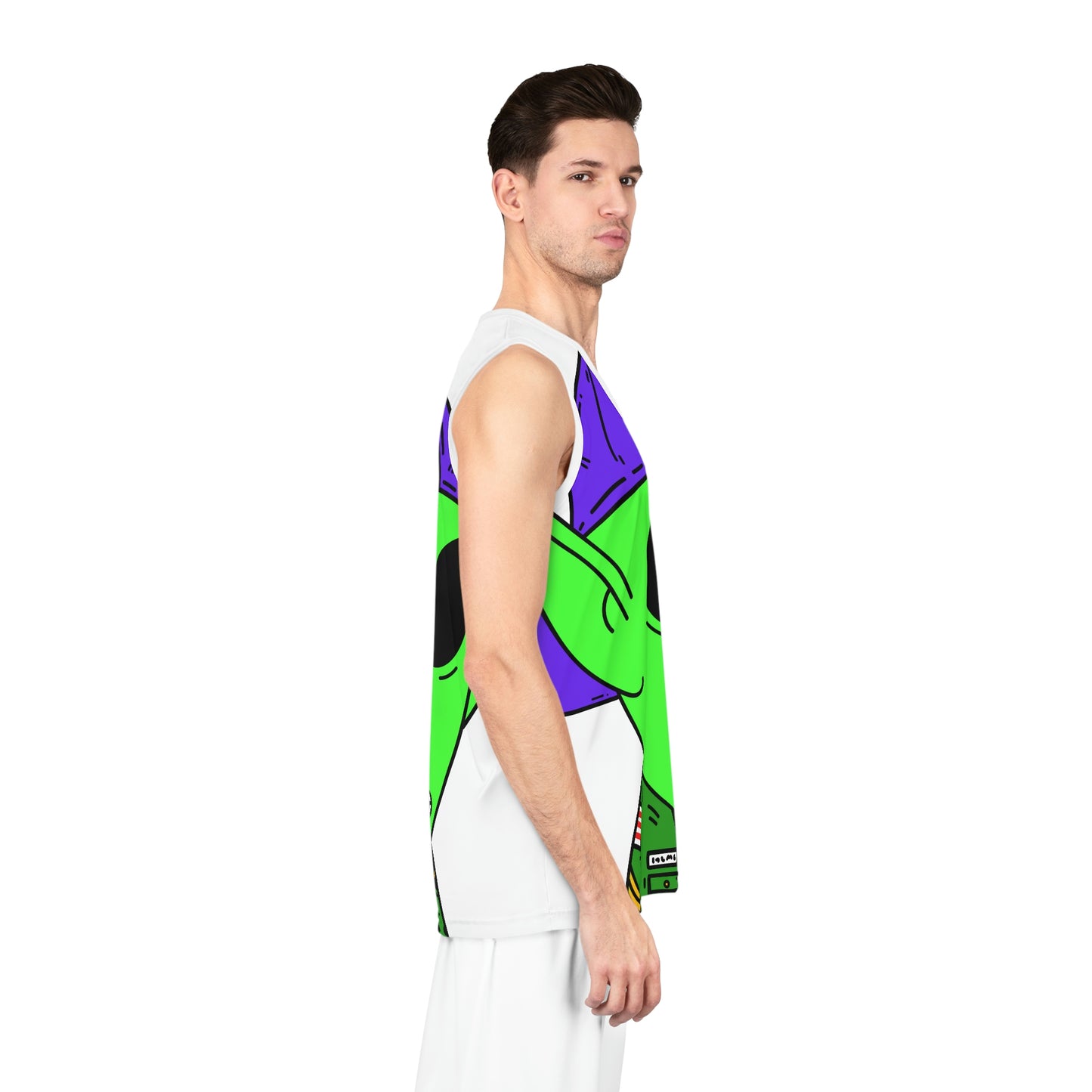 Green Military Army Jacket pointy ear Visitor Alien Basketball Jersey (AOP)