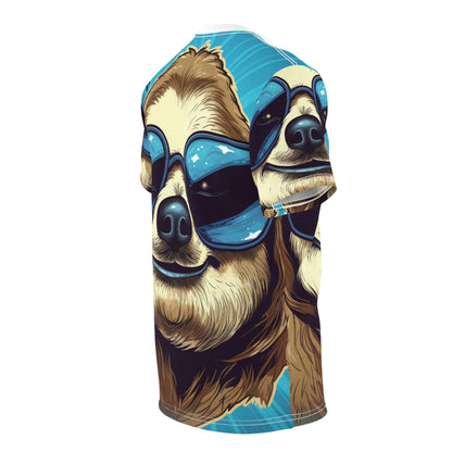 Retro Space Sloth Animal Design Unisex Cut & Sew Tee (AOP)