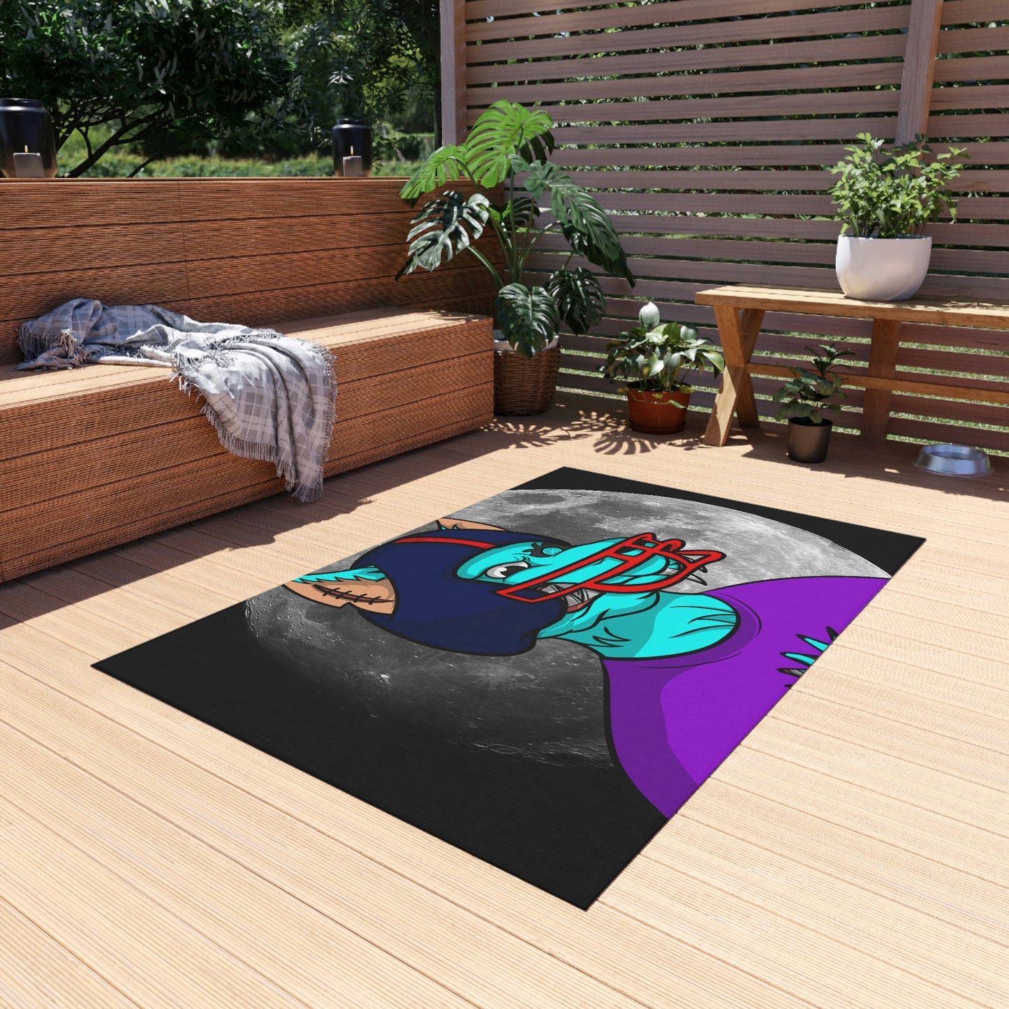 Foot Ball Full Moon American Werewolve Wolf Cyborg Outdoor Rug