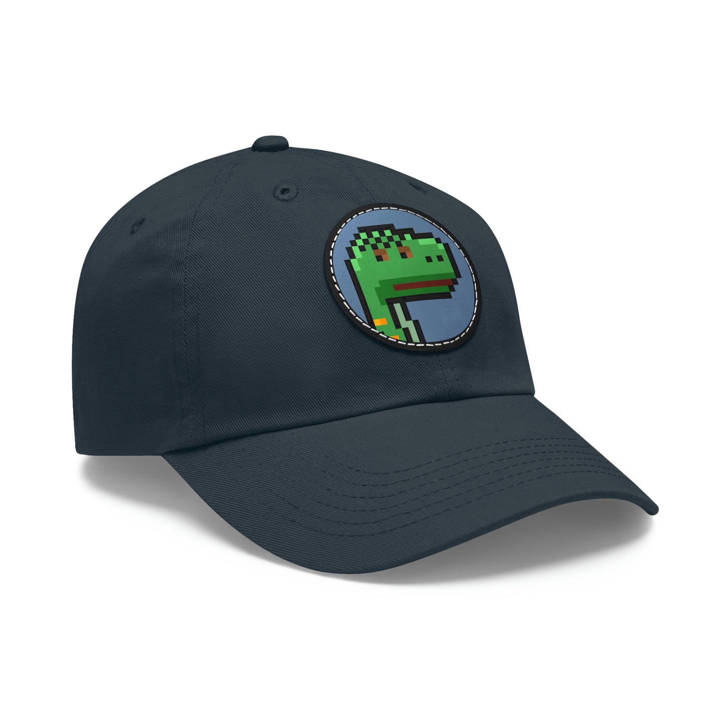 Dinosaur Dino Pixel Dad Hat with Leather Patch (Round)