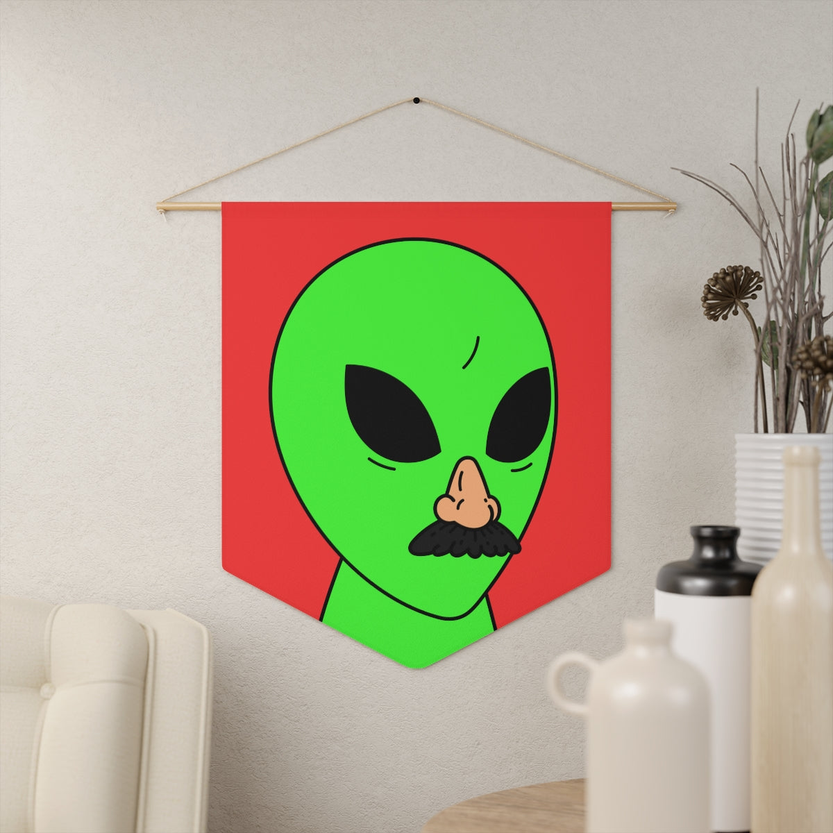 Green Visitor Alien Disguised Fake Nose Pennant