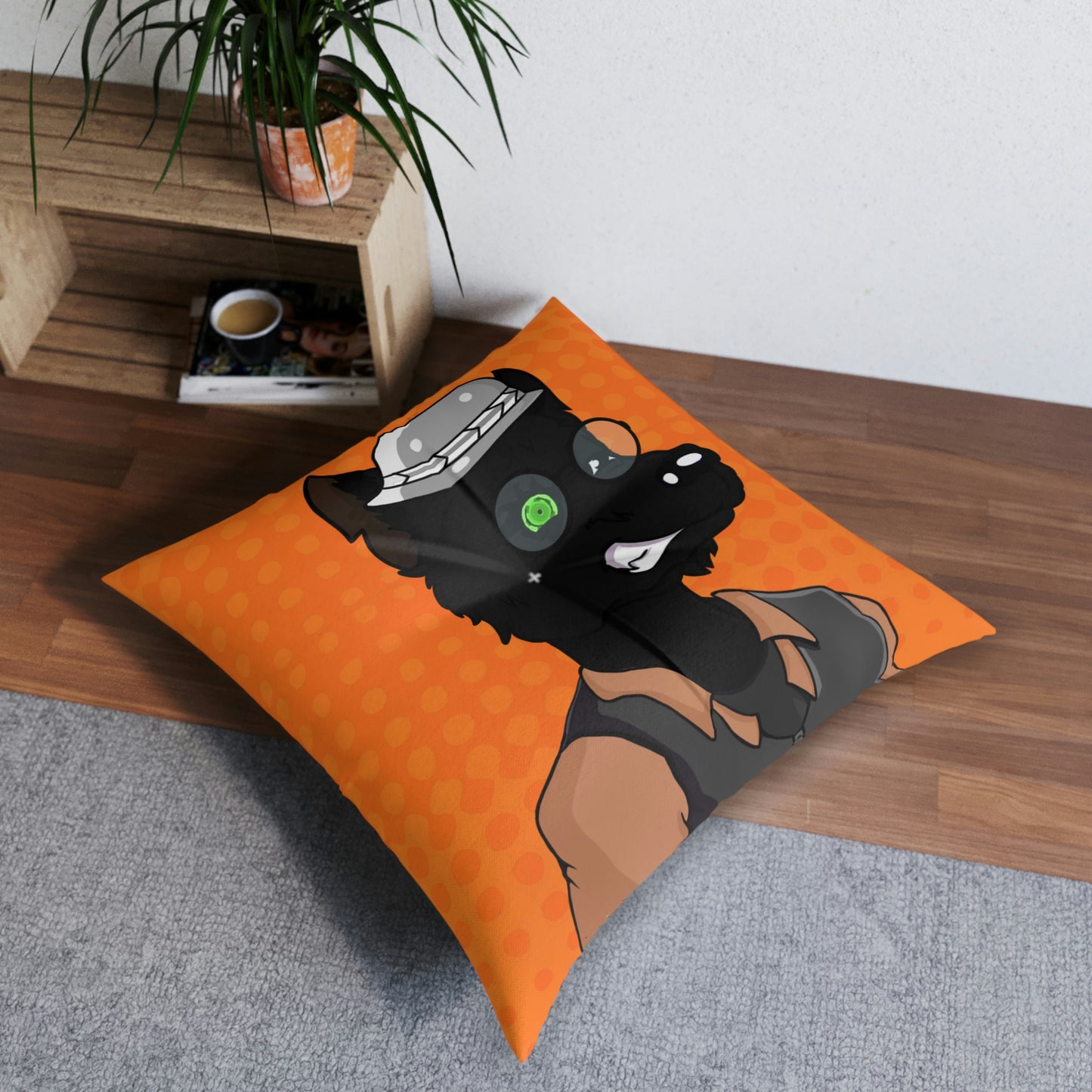 Almohada de suelo capitoné con lobo hombre lobo de primera edición, cuadrada 