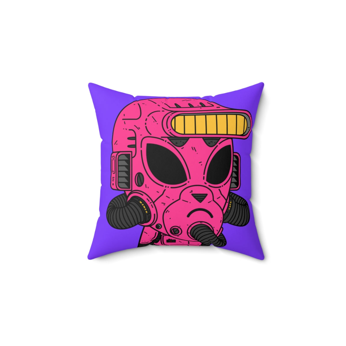 Armored Pink Future Alien Cyborg Machine Visitor Spun Polyester Square Pillow