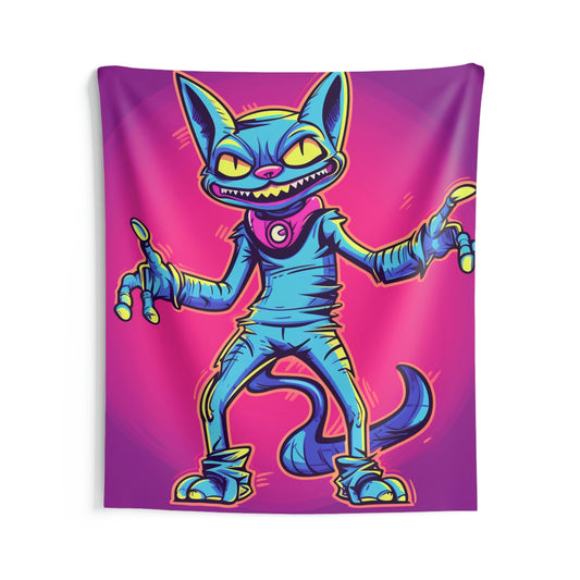 Evil Alien Cat Style Indoor Wall Tapestries