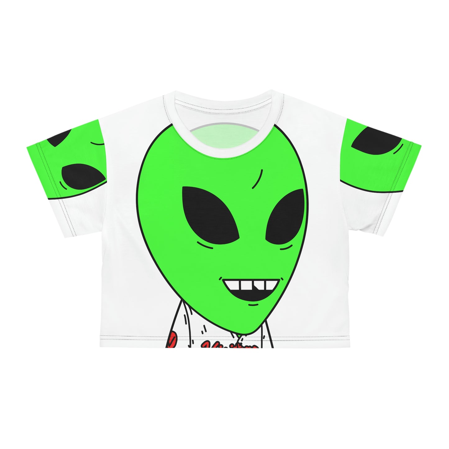 Alien Green Sporty Crop Tee (AOP)