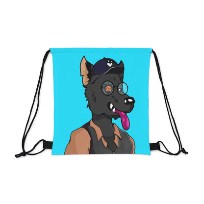 Cyborg Wolf Detective Tongue Out Round Glasses Outdoor Drawstring Bag