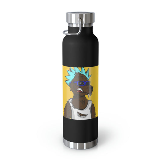 Spiky Blue Hair Cartoon Werewolve Wolf Copper Vacuum Insulated Bottle, 22oz