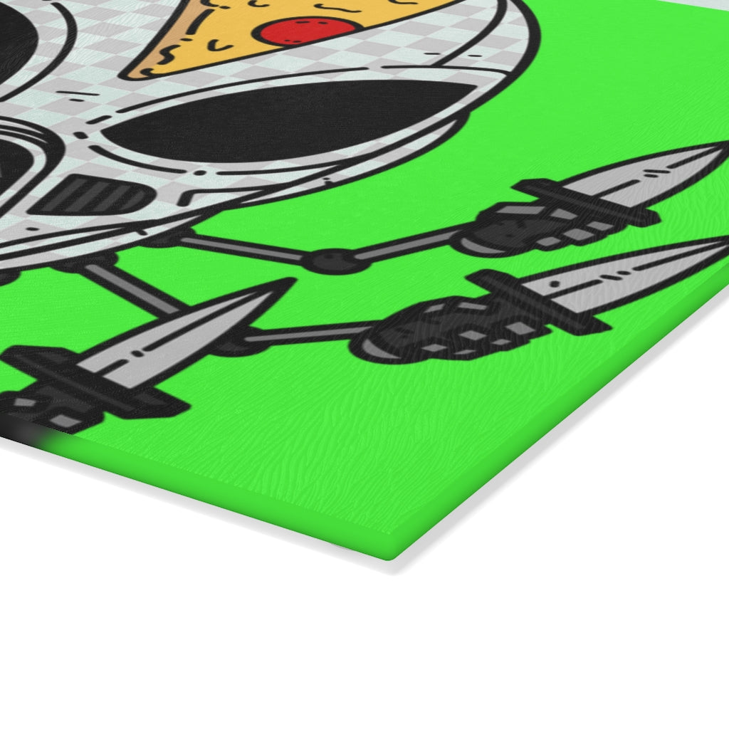 Knife Peppe Pizza Viz Wiz Armored White Future Alien Cyborg Machine Visitor Glass Cutting Board - Visitor751