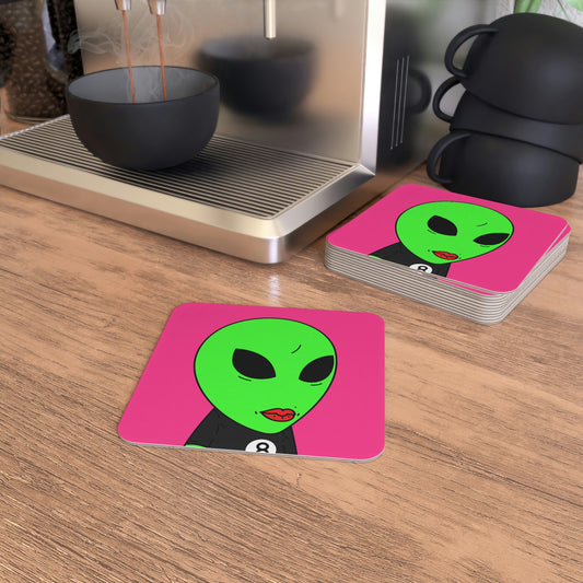 8 Ball Green Alien Lipstick Visitor Coasters (50, 100 pcs)