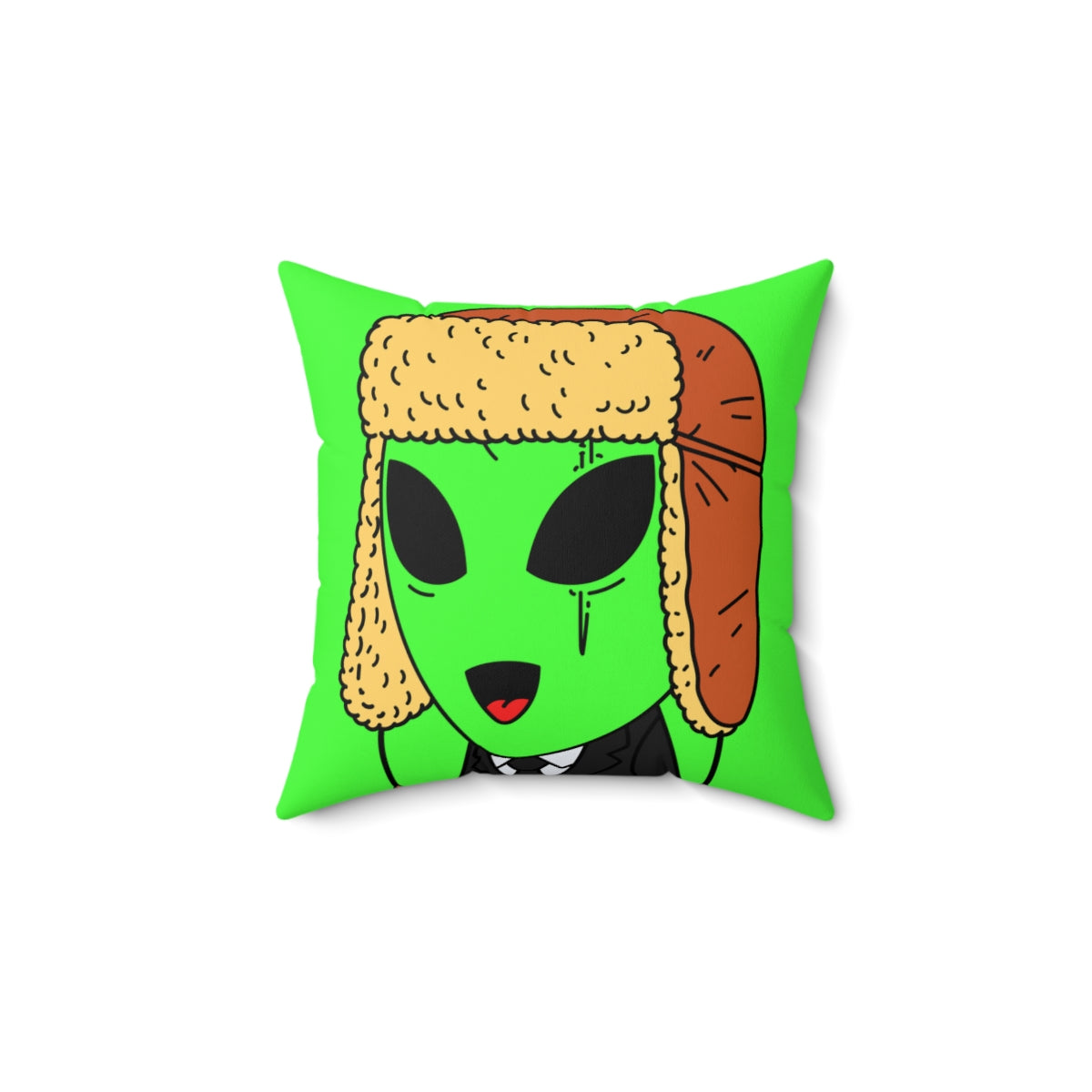 Trapper Hat Scar Eye Green Business Visitor Alien Spun Polyester Square Pillow