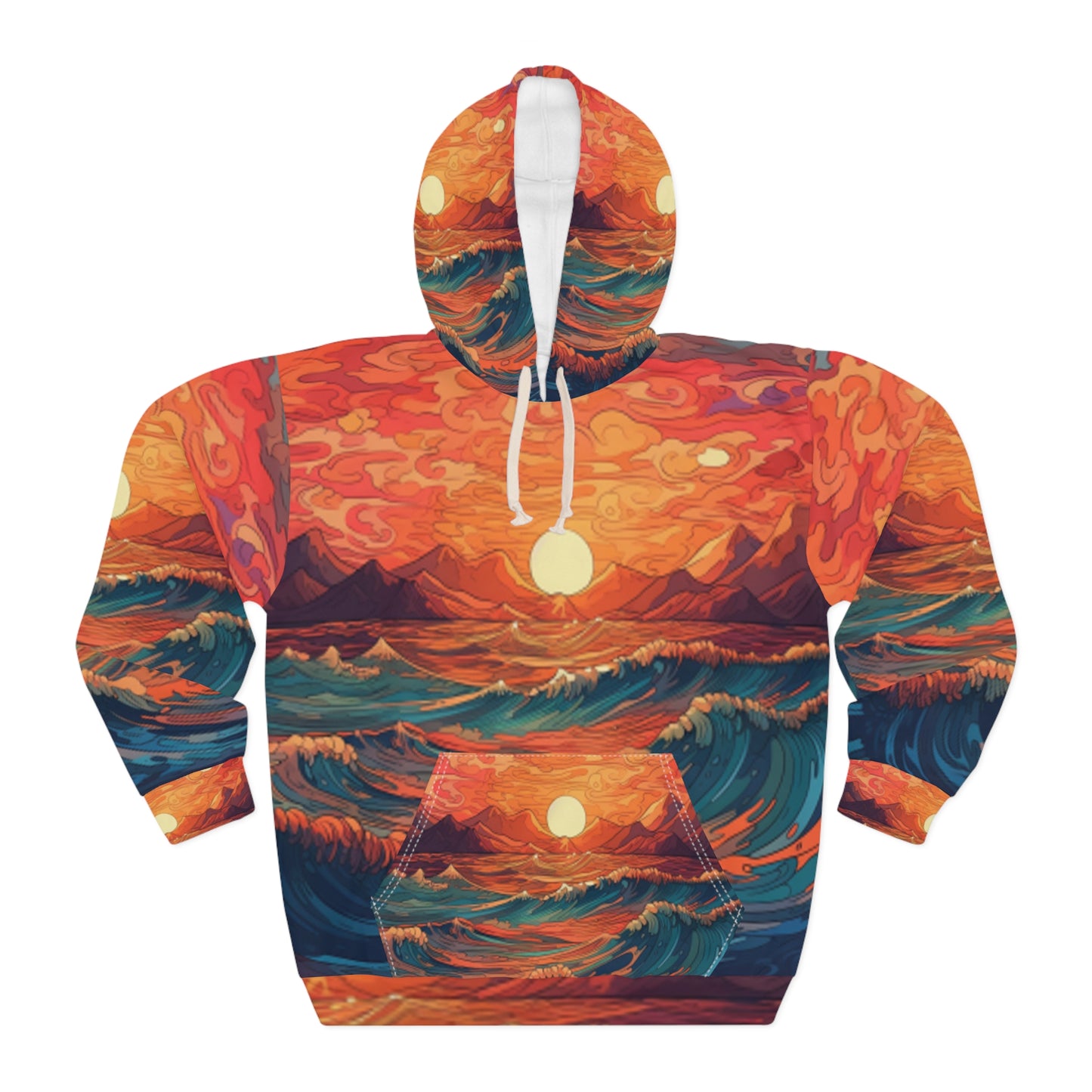 Inspirador 'Cree en ti mismo' - Sudadera con capucha unisex Sunrise Ocean Art (AOP) 