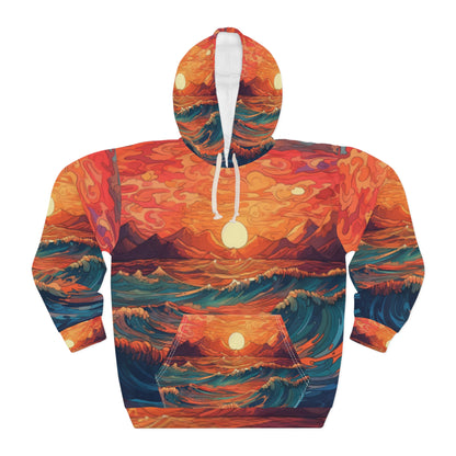 Inspirador 'Cree en ti mismo' - Sudadera con capucha unisex Sunrise Ocean Art (AOP) 