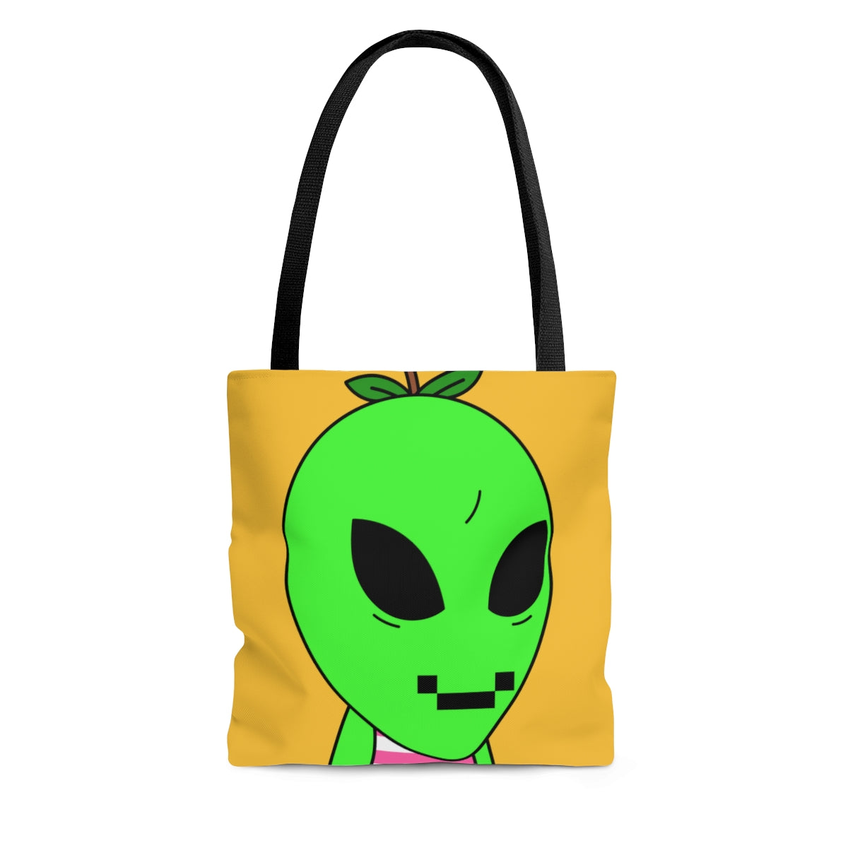 Digital Face Green Apple Head Visitor AOP Tote Bag