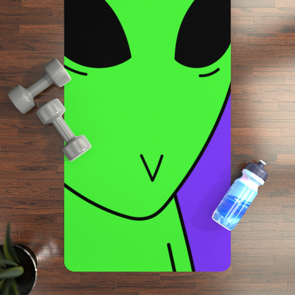 Green Alien V Face Pink Visi hat Visitor Rubber Yoga Mat