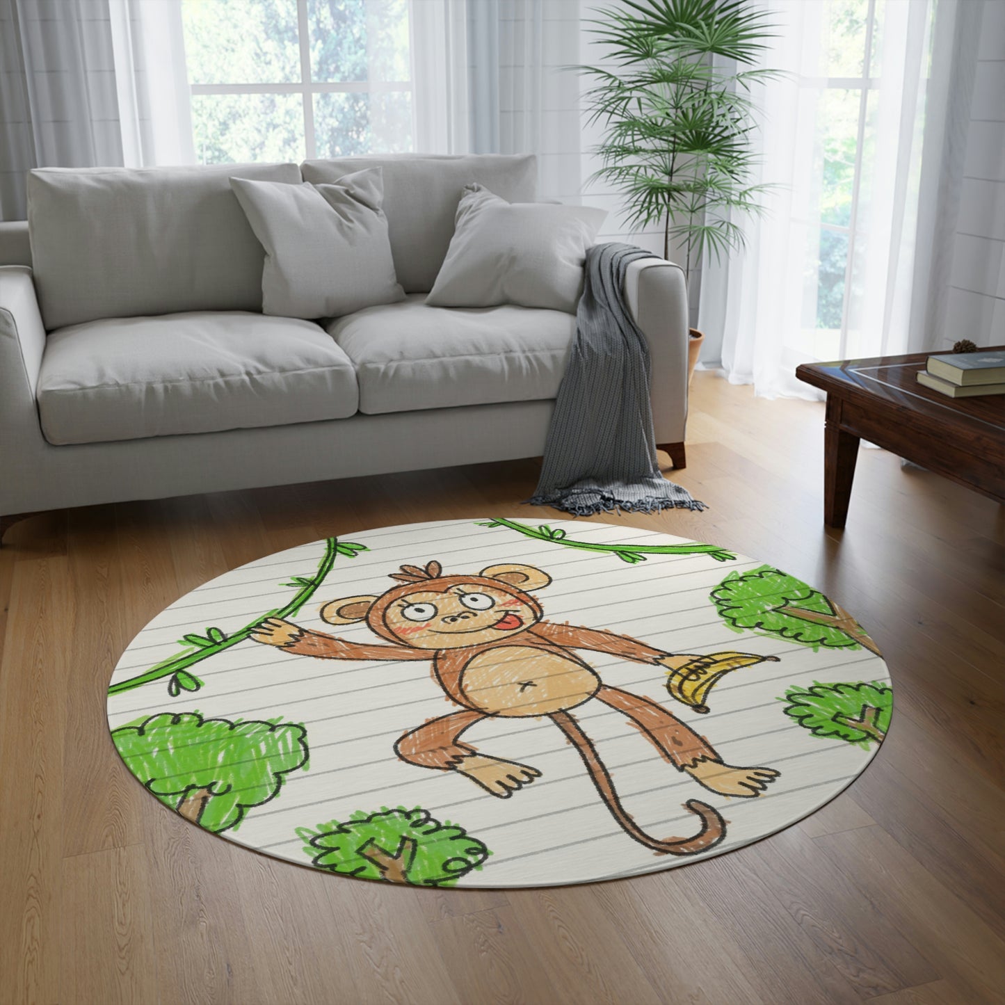 Graphic Monkey - Fun Zoo Clothing for Ape Lovers Round Rug