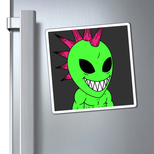 Spiked Pink Hair Muscle Alien Visitor Magnets