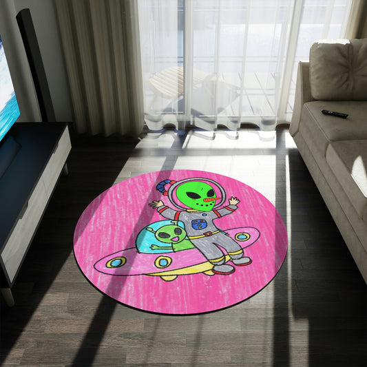 Visitor Alien Area 7 51 UFO Spaceship Round Rug