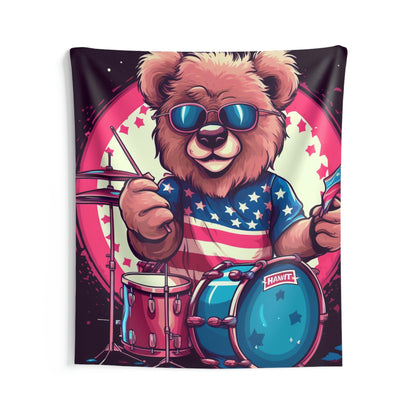 Drumroll for Freedom: Celebrate 4th of July with the Patriotic Bear's Rhythms Indoor Wall Tapestries