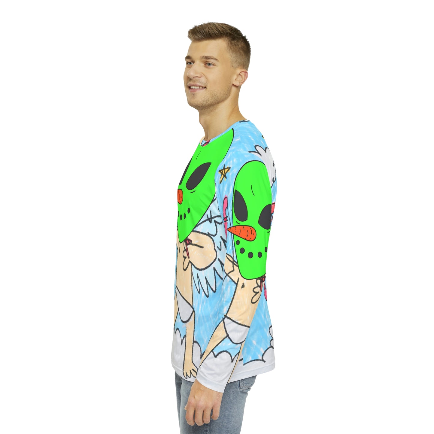 Valentine Alien Heart Love Veggie Visi Vegetable Visitor Men's Long Sleeve AOP Shirt