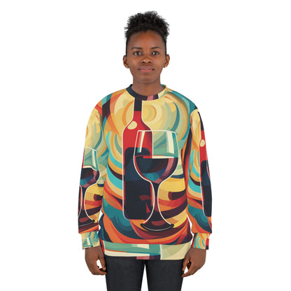 Wine Lover Abstract - Bottle & Glass Design Unisex Sweatshirt (AOP)