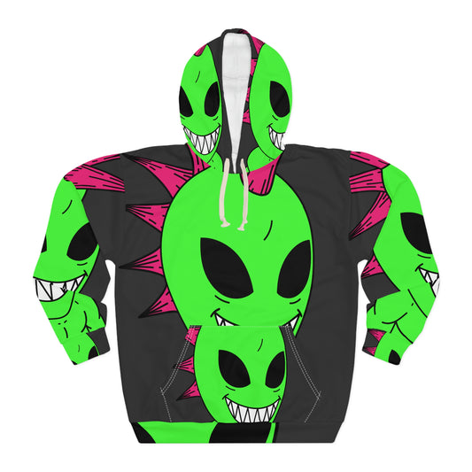 Muscle Builder Workout Alien AOP Unisex Pullover Hoodie