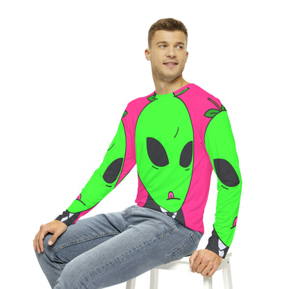 Apple Green Alien Teacher Professor Men's Long Sleeve AOP Shirt