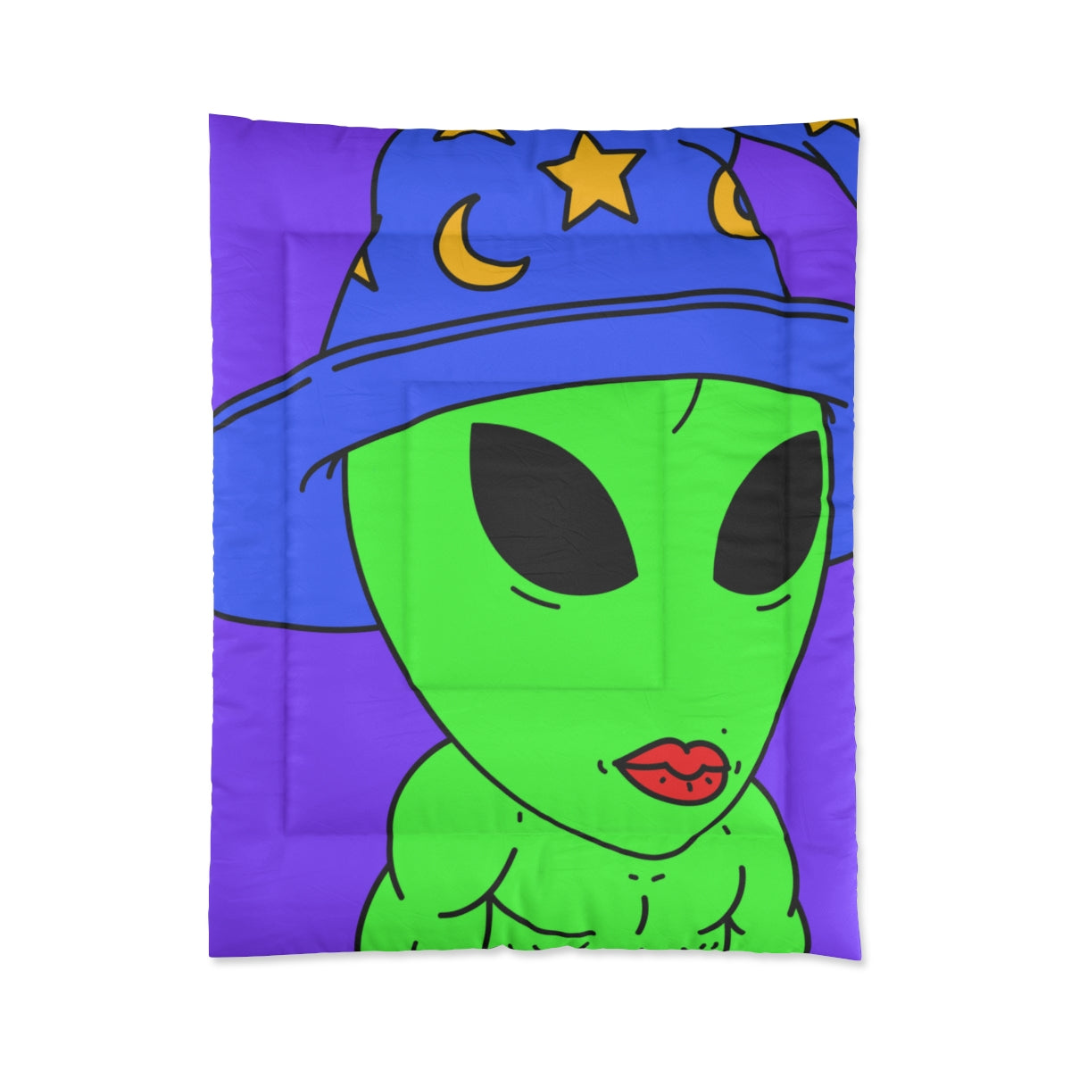 Blue Wizard Hat Alien Muscle Lipstick Green Visitor Bed Comforter