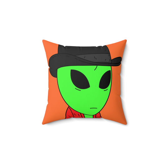 Red Robe Alien Black Top Hat Green Visitor Spun Polyester Square Pillow