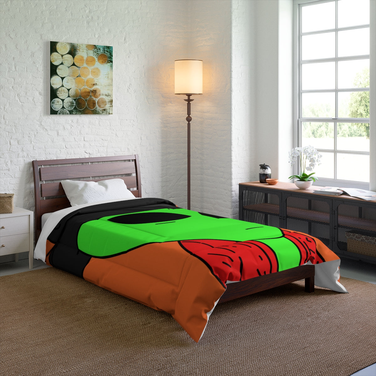 Red Robe Alien Black Top Hat Green Visitor Bed Comforter