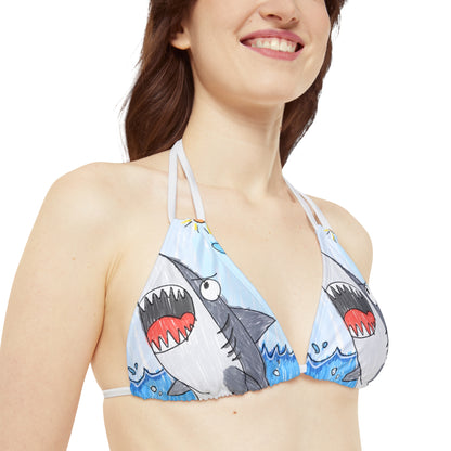 Shark Jaw Teeth Attack Ocean Sea Creature Strappy Bikini Set (AOP)